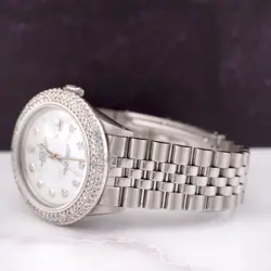 Rolex Men's Datejust 36mm Jubilee Steel Watch ICED 3.25ct Diamonds MOP Dial