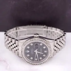 Rolex Men's Datejust 36mm Jubilee Steel Watch ICED 2.25ct Diamonds Black Dial