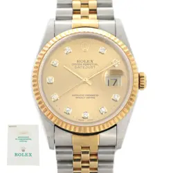 ROLEX DATEJUST W  16233G  STAINLESS STEEL/YG 10P DIAMOND  MENS WATCH