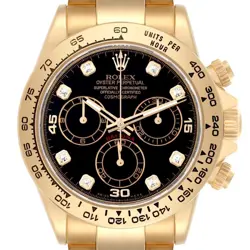 ROLEX DAYTONA YELLOW GOLD BLACK DIAL MENS WATCH 116508 BOX CARD