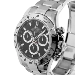 ROLEX DAYTONA 40MM STAINLESS STEEL BLACK DIAL & STEEL BEZEL 116520