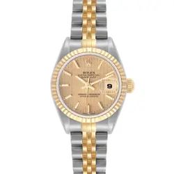 ROLEX DATEJUST STEEL YELLOW GOLD TAPESTRY DIAL LADIES WATCH 79173