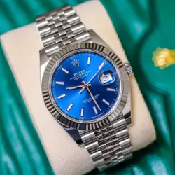 NEW 2024 ROLEX DATEJUST 41MM BLUE INDEX DIAL WHITE GOLD FLUTED JUBILEE 126334