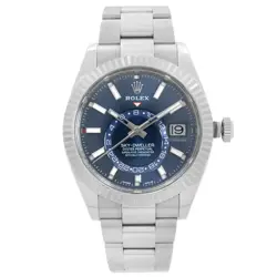 ROLEX SKY-DWELLER 18K WHITE GOLD STEEL BLUE DIAL AUTOMATIC WATCH 326934