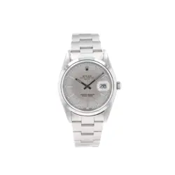 ROLEX DATE 15200 34MM SILVER INDEX DIAL SMOOTH BEZEL & OYSTER BAND