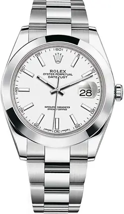 ROLEX DATEJUST 41  WHITE INDEX DIAL STAINLESS STEEL SMOOTH BEZEL OYSTER NEW 2024