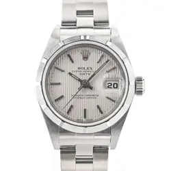USED ROLEX OYSTER PERPETUAL DATE 79190 SILVER LADIES WATCH #11428
