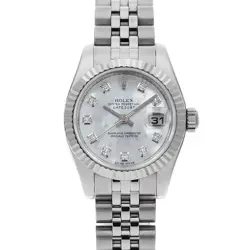 ROLEX DATEJUST 10P DIAMOND 179174NG WHITE SHELL M NUMBER SECOND HAND WOMEN