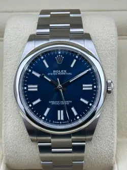 MINT 2024 PAPERS ROLEX OYSTER PERPETUAL 41MM BLUE STEEL WATCH 124300 WATCH BOX
