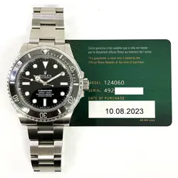 2023 ROLEX SUBMARINER NO DATE 124060 41MM, STEEL, BLACK DIAL, BOX & PAPERS
