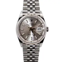 ROLEX DATEJUST 36MM SILVER DIAL WATCH 126234