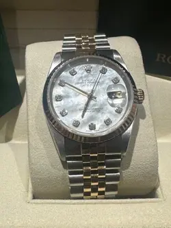 ROLEX  DATEJUST  16233  36MM STAINLESS STEEL / 18K GOLD FACTORY MOP DIAMOND DIAL
