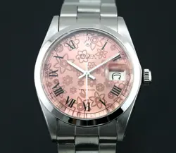 VINTAGE ROLEX OYSTERDATE PRECISION 6694 MANUAL WINDING PINK ROMAN DIAL  WATCH