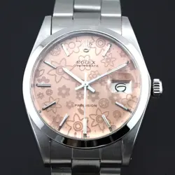 VINTAGE ROLEX OYSTERDATE PRECISION 6694 MANUAL WINDING PINK FLORAL DIAL  WATCH