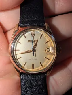 ROLEX OYSTERDATE PRECISION REF 6466 GOLD PLATED WRISTWATCH