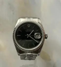 ROLEX DATEJUST 1601 SILVER JUBILEE BRACELET WITH FLUTED BEZEL