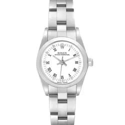 ROLEX OYSTER PERPETUAL WHITE DIAL SMOOTH BEZEL STEEL LADIES WATCH 76080