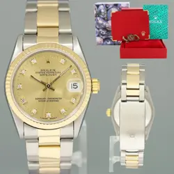 LADIES ROLEX 68273 TWO TONE YELLOW GOLD STEEL 31MM CHAMPAGNE DIAMOND OYSTER