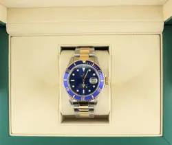 1993 ROLEX SUBMARINER 16613 BLUE DIAL TT 18KT OYSTER NO PAPERS 40MM