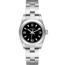 ROLEX OYSTER PERPETUAL BLACK DIAL STEEL LADIES WATCH 67180