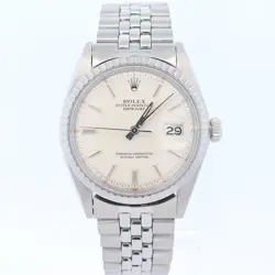 ROLEX DATEJUST 36MM SILVER STICK DIAL WATCH 1603