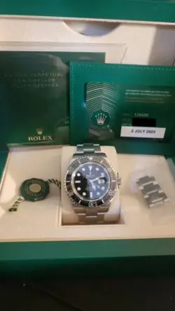 2023 ROLEX SEA-DWELLER 126600 SILVER OYSTER BRACELET WITH BLACK BEZEL