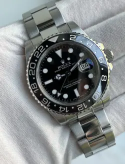 ROLEX GMT-MASTER II 116710LN SILVER OYSTER BRACELET WITH BLACK BEZEL