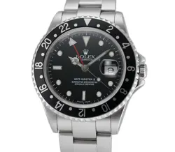ROLEX STEEL BLACK BEZEL INSERT P SERIAL CIRCA 2000 GMT-MASTER II - 16710