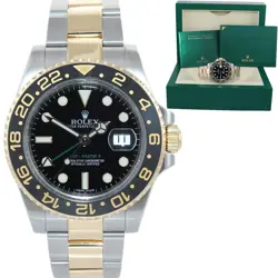 MINT 2016 ROLEX GMT-MASTER 2 CERAMIC 116713 BLACK TWO TONE STEEL GOLD WATCH BOX