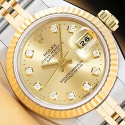 ROLEX LADIES DATEJUST 69173 FACTORY DIAMOND DIAL 18K GOLD STEEL TWO TONE WATCH
