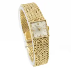 Ladies 14k Rolex Square Cocktail Watch Silver Dial Manual Wind 15mm #W285-1
