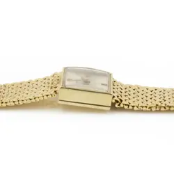 Ladies 14k Rolex Square Cocktail Watch Silver Dial Manual Wind 15mm #W285-1