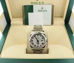 2016 ROLEX DATEJUST 116200 WHITE ROMAN DIAL SS OYSTER WITH PAPERS 36MM