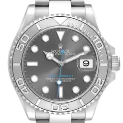 ROLEX YACHTMASTER STEEL PLATINUM BEZEL RHODIUM DIAL MENS WATCH 126622 BOX CARD