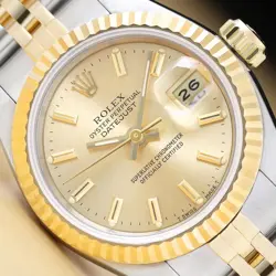 ROLEX LADIES DATEJUST 69173 18K YELLOW GOLD STAINLESS STEEL CHAMPAGNE WATCH