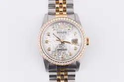 ROLEX DATEJUST 16233 YELLOW GOLD DIAMOND BEZEL CUSTOM ANNIVERSARY DIAL 36MM