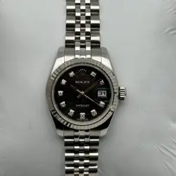 ROLEX LADY-DATEJUST 179174 26MM 18K GOLD STEEL BLACK JUBILEE DIAMOND DIAL WATCH 