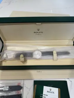 Excellent  Condition Rolex Cellini Dual Time Gold Automatic Mens Watch 50525