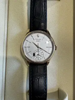 Excellent  Condition Rolex Cellini Dual Time Gold Automatic Mens Watch 50525