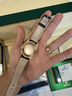 Excellent  Condition Rolex Cellini Dual Time Gold Automatic Mens Watch 50525