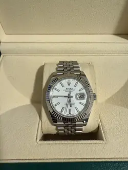 ROLEX DATEJUST 41 126334 WHITE DIAL 18K FLUTED JUBILEE BOX PAPERS