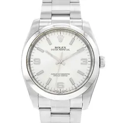 ROLEX OYSTER PERPETUAL  116000 SILVER ARABIC DIAL AUTOMATIC 36MM STEEL WATCH