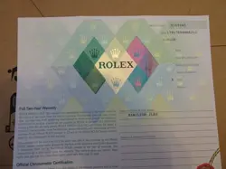 100% ORIGINAL ROLEX 179178 GUARANTEE PAPER SERIAL BLUE