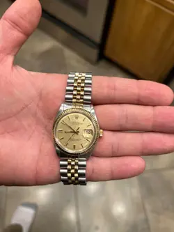 ROLEX DATEJUST CHAMPAGNE MEN'S STAINLESS STEEL AND GOLD  BRACELET WATCH - 1601