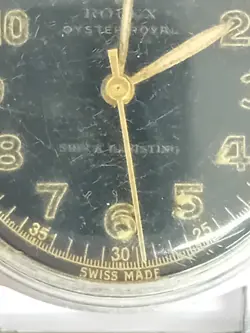 Vtg Black Dial ROLEX Oyster Royal Shock Resisting Watch (NO Strap) OF96