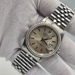 ROLEX DATEJUST STEEL AUTOMATIC 36MM SILVER DIAL JUBILEE WATCH 16220