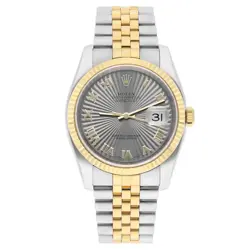 Rolex Datejust 36 Gold/Steel 116233 Silver Sunbeam Rare Dial Jubilee Box Papers