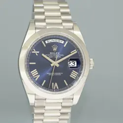 2020 MINT Rolex Platinum President Day Date 40 Dark Blue Roman 228206 Watch Box