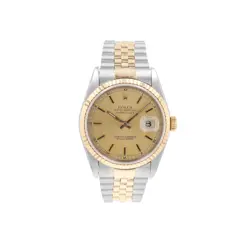 ROLEX DATEJUST  16233 36MM CHAMPAGNE INDEX DIAL FLUTED BEZEL  JUBILEE BAND