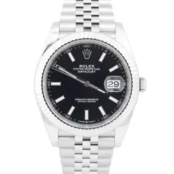 2023 PAPERS ROLEX DATEJUST 41MM BLACK 18K GOLD STEEL FLUTED JUBILEE 126334 BOX